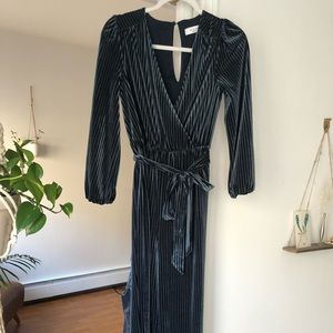 Anthropologie Velvet Teal Jumpsuit - size XS